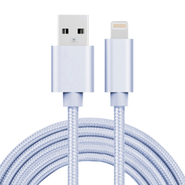 Luxe Metalen Lightning Oplader - Data USB Kabel voor iPhone - iPad  100cm   Zilver