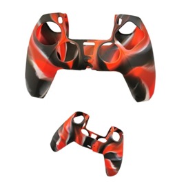 Silicone Hoes / Skin voor Playstation 5 - PS5 Controller   Rood Wit Zwart