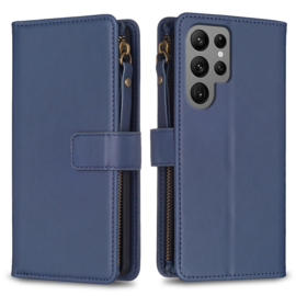 9 Pas - Luxe BookCover Wallet Etui voor Samsung Galaxy S23 ULTRA   Blauw