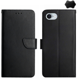 Lederen BoekCover Hoes Etui voor Apple iPhone 16e - iPhone 17e  -  Zwart