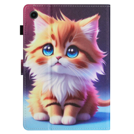 Luxe Bescherm-Etui Hoes Map voor Samsung Galaxy Tab A9 Plus - 11    "Cute Cat"