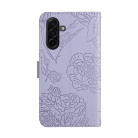PU BoekCover Hoes Etui voor Samsung Galaxy A57  -   Lila-Paars  -  Vlinders