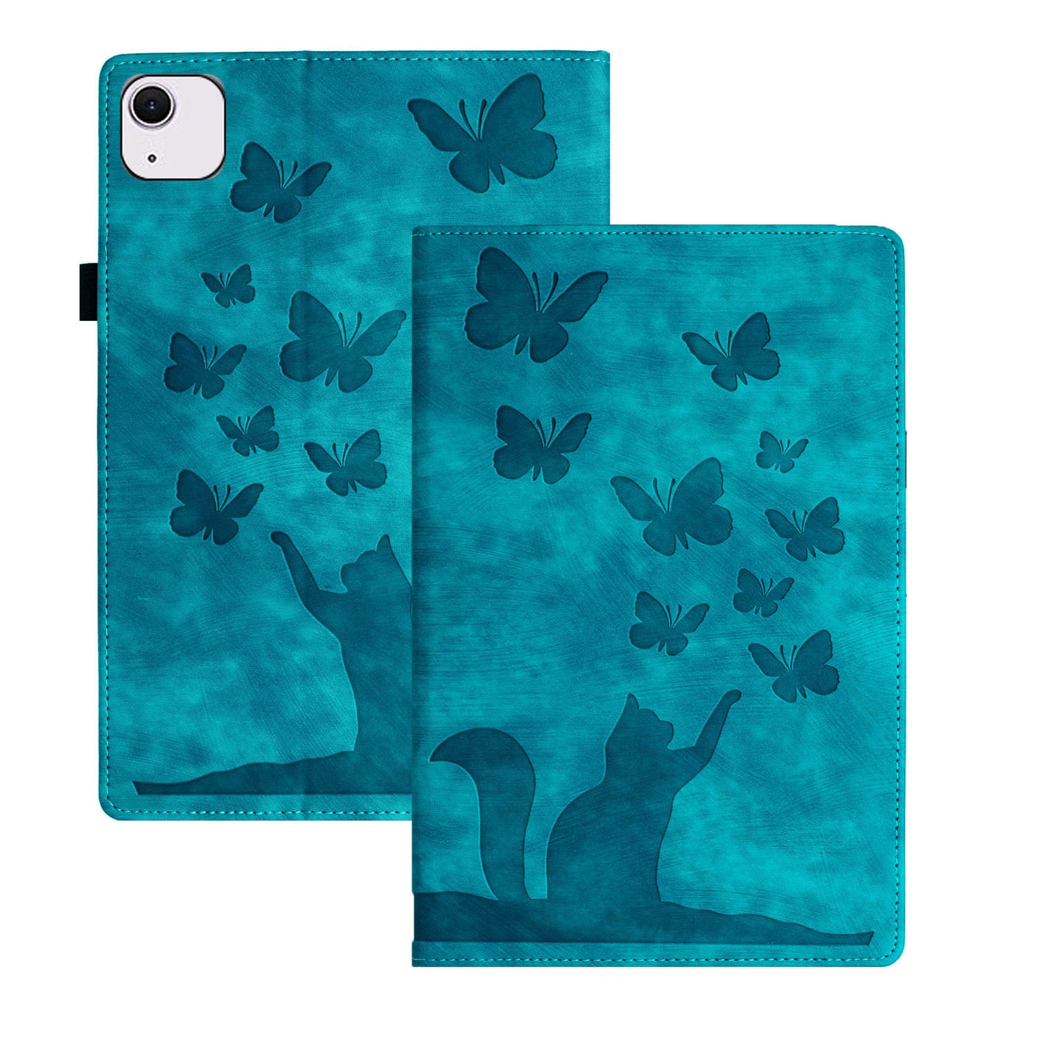 Bescherm-Etui Hoes Map voor  Apple iPad Air 11"  - Kat en Vlinders  -  Groen
