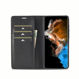 Luxe BookCover Hoes Etui voor Samsung Galaxy S24 FE -  Zwart Rood Carbon - V2