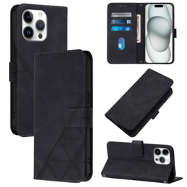 Hoes - Etui - Tas voor iPhone 16 Pro Max  - Met Schouder - Draagkoord -  Zwart