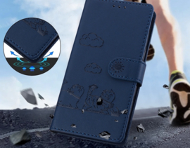 BookCover Hoes Etui voor Samsung Galaxy A56 - A36  -  Cartoon Cats  - Blauw   - Reliëf