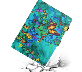 Luxe Bescherm-Etui Hoes Map voor iPad Mini 6 - Mini 7   -    Vlinders  -  Groen