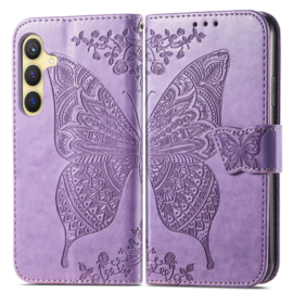 PU BoekCover Hoes Etui voor Samsung Galaxy A36 - A56   Paars  -  Vlinder. Reliëf