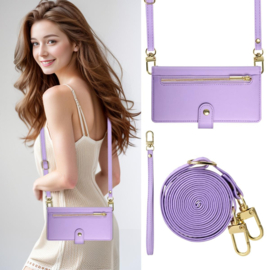 Luxe Portemonnee - Etui  Hoes Tas voor Samsung Galaxy A57   - Met Schouder - Draagkoord -  Lila - Paars