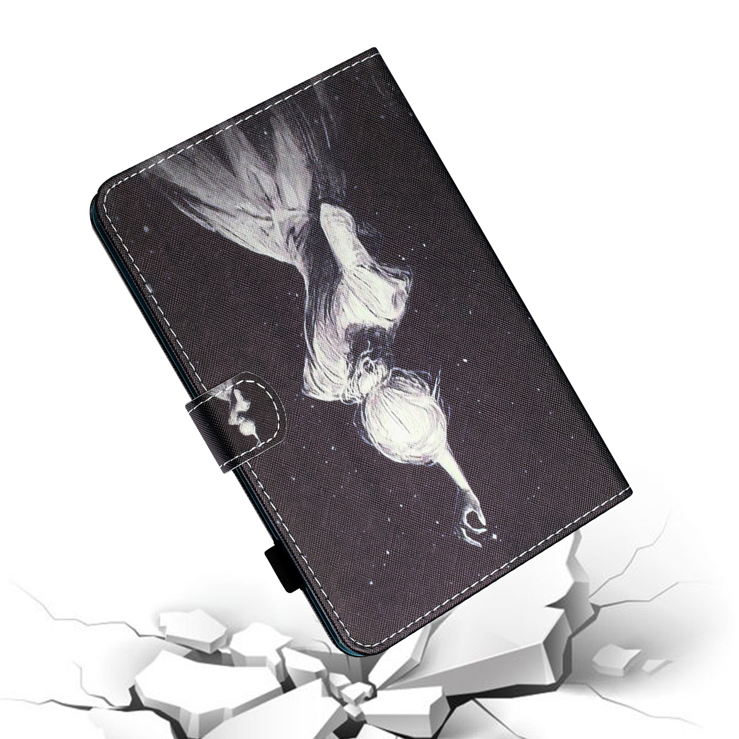 Bescherm-Etui Hoes Map voor Samsung Galaxy Tab A9 Plus - 11 - Sterren-Meisje   Tekening-Stijl