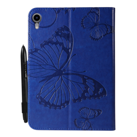 Luxe Bescherm-Etui Map voor iPad Mini 6  - "Vlinder"   Blauw