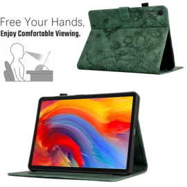 Luxe Bescherm-Etui Hoes Map voor Samsung Galaxy Tab A9 Plus  - 11    "Kolibrie"   Groen