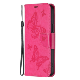 PU BookCover Hoes Etui voor Samsung Galaxy A35   Roze   Vlinders