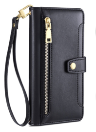 Luxe Portemonnee - Etui  Hoes Tas voor Samsung Galaxy A26  -  A16  -  Met Schouder - Draagkoord -  Zwart