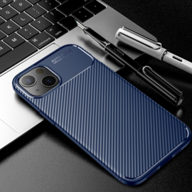 Luxe TPU Carbon  Bescherm-Hoes  voor iPhone 14      Blauw