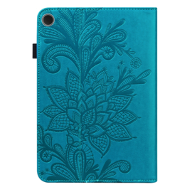 Bescherm-Etui Hoes Map voor Samsung Galaxy Tab A9 Plus - 11 -   Bloem Reliëf - Groen/Blauw