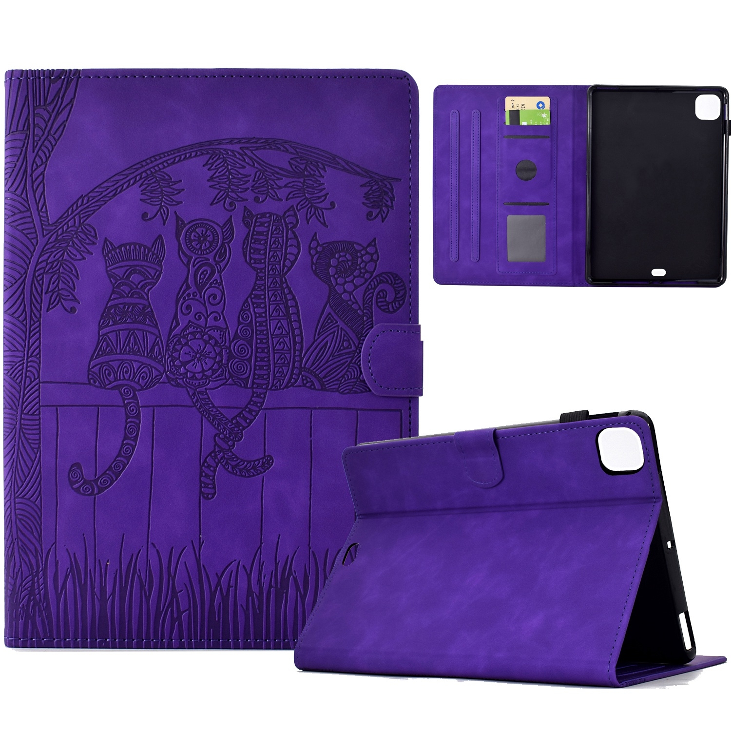 Bescherm-Etui Hoes Map voor Apple iPad Air 11"   - Cartoon Cats - Paars