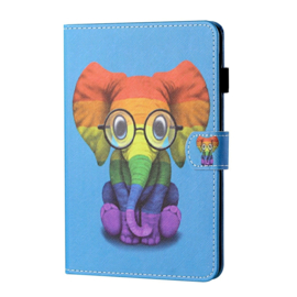 Regenboog Olifant  - Bescherm-Etui Map Hoes voor  iPad 10  - 10.9  2022 A2696