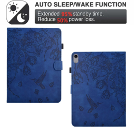 Bescherm-Etui Map Cover voor  Apple iPad 10 - 11 -  A16 - 10.9  -  Kolibrie  -  Blauw  - A2696