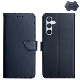 Lederen BoekCover Hoes Etui voor Samsung Galaxy S24 - S25  -  Blauw