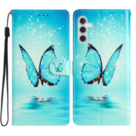 BookCover Hoes Etui voor Samsung Galaxy A55  -  Blauw - Vlinder