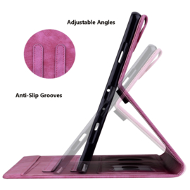 Luxe Bescherm-Etui Hoes Map voor iPad Mini 6 - Mini 7   -    Bloemen en Kat -  Roze