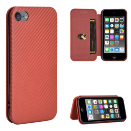 Slim Carbon  Cover Hoes Etui voor iPod Touch   -  Bruin