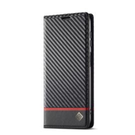Luxe BookCover Hoes Etui voor Samsung Galaxy A35   - 5G  Zwart-Rood-Carbon *V2