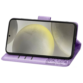 PU BoekCover Hoes Etui voor Samsung Galaxy A36 - A56   Paars  -  Vlinder. Reliëf