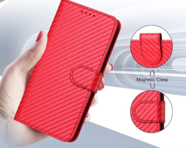 Luxe BookCover Hoes Etui voor Samsung Galaxy S24 - S25     Rood - Carbon