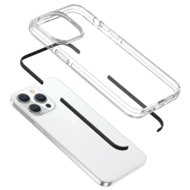 TPU Bescherm-Hoes Cover Skin + Screenprotector voor iPhone 15 Pro Max  Transparant-Zwart