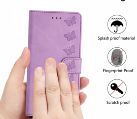 BookCover Hoes Etui voor Apple iPhone 17  -  Vlinders   -  Paars   -  Reliëf