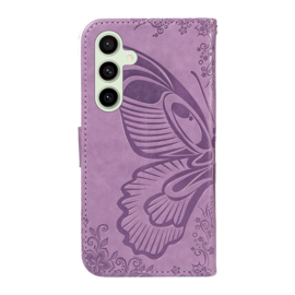 PU BookCover Hoes Etui voor Samsung Galaxy S24 FE  -   Vlinder - Paars