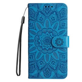 BookCover Hoes Etui voor Samsung Galaxy A16  - A26  Blauw - Bloem-Motief in Reliëf