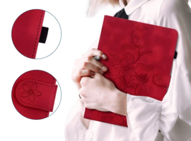 Luxe Bescherm-Etui Hoes Map voor Samsung Galaxy Tab A9 Plus  -  11"  -    Lelie  - Rood