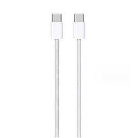 USB C  - USB C Oplader en Data Nylon-Kabel voor iPhone  Serie    100cm.  Wit