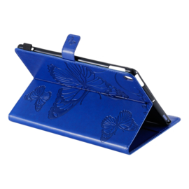 Luxe Bescherm-Etui Map voor iPad 10.2 - iPad Air 10.5  - "Vlinder"  Blauw