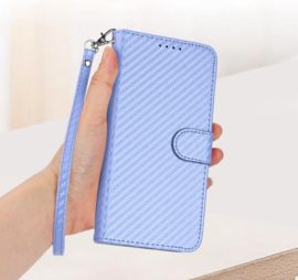 Carbon Boek Bescherm-Etui Hoes Mapje voor iPhone 17 Pro  - Paars - Lila