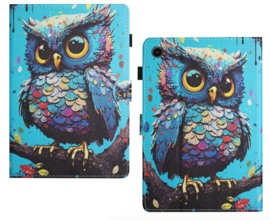 Luxe Bescherm-Etui Hoes Map voor Samsung Galaxy Tab A9 Plus - 11    "Cartoon Uil"