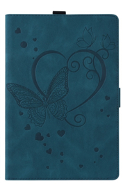 Luxe Bescherm-Etui Hoes Map voor Samsung Galaxy Tab A9 Plus  -  11"  -    Hart en Vlinder  - Blauw