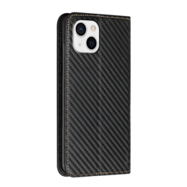 Luxe BookCover Hoes Etui voor iPhone 15 Plus  Zwart-Carbon