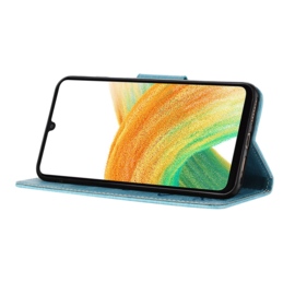 PU BookCover Hoes Etui voor Samsung Galaxy A36 - A56   Blauw  -  Vlinders