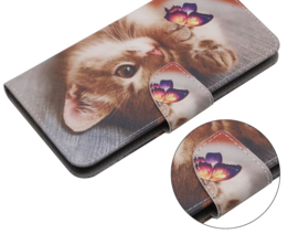 BookCover Hoes Etui voor Samsung Galaxy A55  -    Lieve Kitten - Vlinder