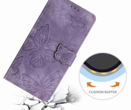 BoekCover Hoes Etui voor Samsung Galaxy A37 - A36 - A56 -  Paars  -  Vlinders -  Reliëf