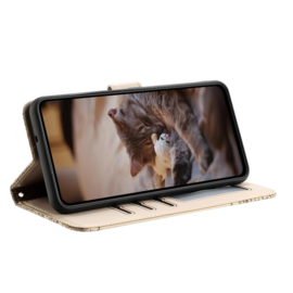 BookCover Hoes Etui voor Samsung Galaxy A57  -  Beige  - Katten op Muurtje - Reliëf
