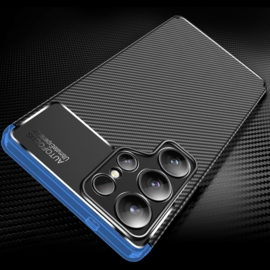 Carbon TPU Bescherm-Hoes Skin voor Samsung Galaxy S25 ULTRA  - Zwart