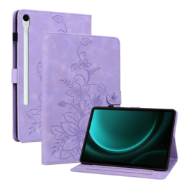 Luxe Bescherm-Etui Hoes Map voor Samsung Galaxy Tab S9 FE  -  S10 FE  -  10.9"  -    Lelie  - Paars
