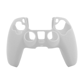 Leer-Look Silicone Hoes / Skin voor Playstation 5 - PS5 Controller    Wit
