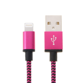 Luxe Metalen Lightning Oplader - Data USB Kabel voor iPhone - iPad  2m  Roze
