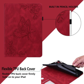 Bescherm-Etui Hoes Map voor Samsung Galaxy Tab S11 - 11"- Vlinder - Rood